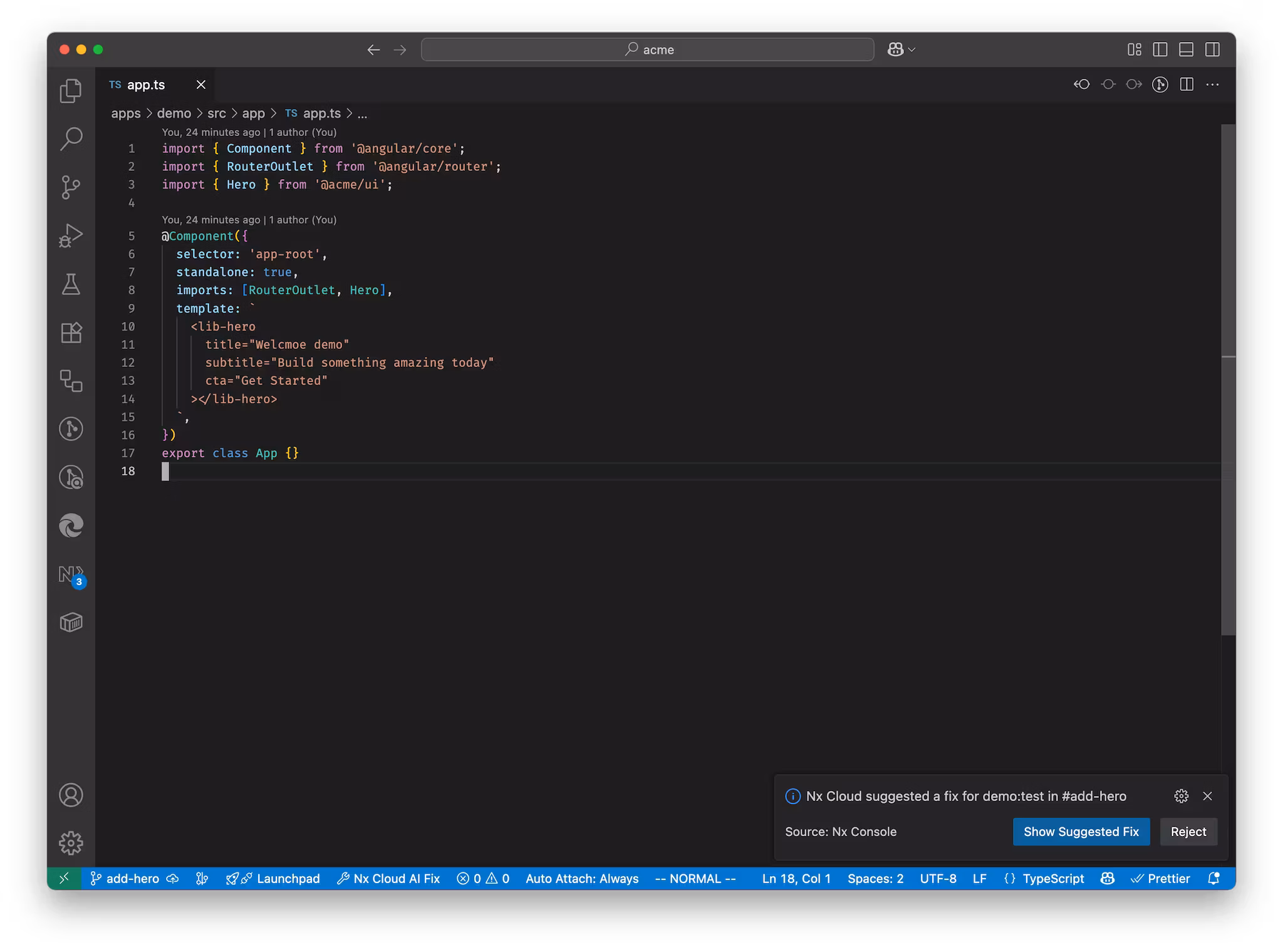 Nx Console with failure notification